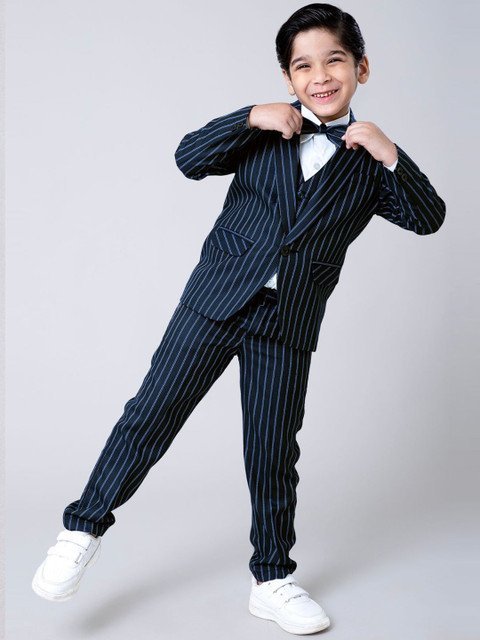 Jeetethnics Boys Striped Single-Breasted Five-Piece Suits