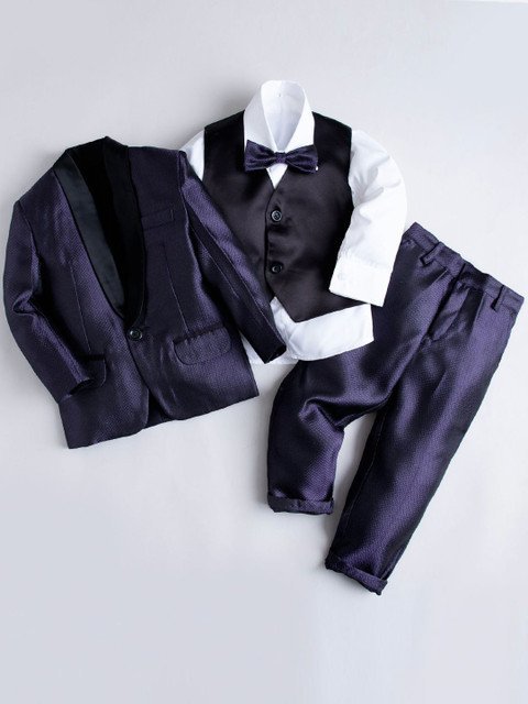 Jeetethnics Woven Designed Single Breasted Four-Piece Suit
