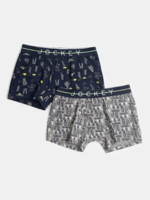Jockey Boy Pack of 2 Super Combed Cotton Printed Trunk with Ultrasoft Waistband-NB02