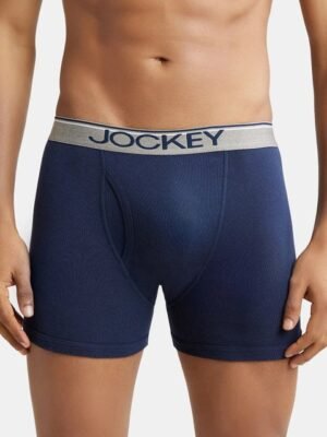Jockey Combed Cotton Rib Boxer Brief with Ultrasoft and Durable Waistband-8009