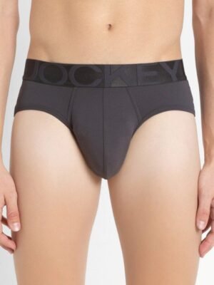 Jockey International Collection Men Charcoal Grey Solid Briefs IC27