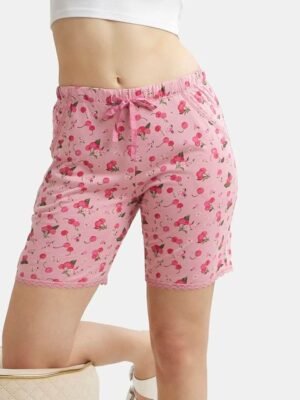 Jockey Micro Modal Cotton Relaxed Fit Printed Shorts-RX10