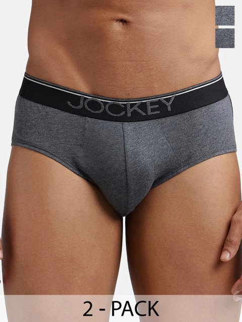 Jockey Pack Of 2 Super Combed Cotton Solid Brief with Ultrasoft Waistband-8037