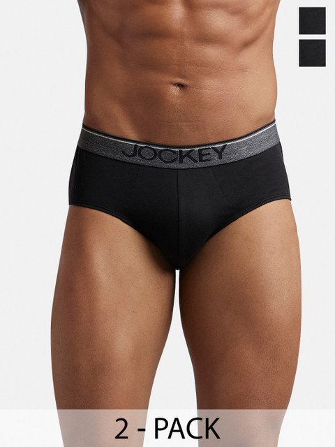 Jockey Pack Of 2 Super Combed Cotton Solid Brief with Ultrasoft Waistband-8037