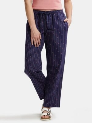 Jockey Super Combed Cotton Woven Fabric Relaxed Fit Striped Pyjama with Side Pockets -RX06