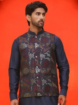 Jompers Embroidered Mandarin Collar Nehrujacket