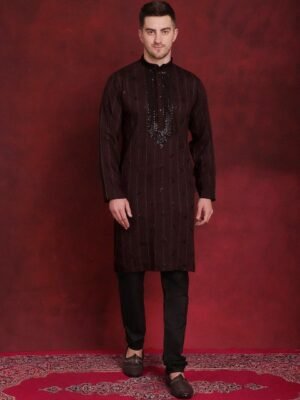 Jompers Embroidered Regular Sequinned Straight Kurta With Pyjamas