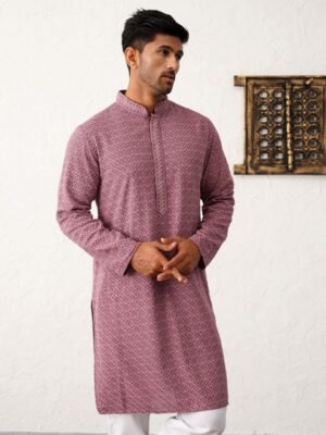 Jompers Floral Embroidered Sequinned Mandarin Collar Kurta With Trousers