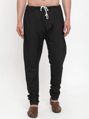 Jompers Men Black Solid Churidar Pyjama
