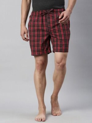 Joven Men Checked Cotton Lounge Shorts