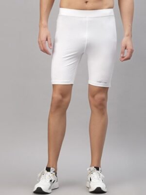 JUMP USA Men White Solid Rapid Dry-Fit Training Short Tights