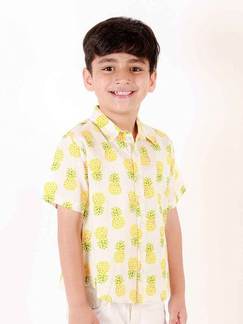 Ka-mee Boys Comfort Conversational Printed Pure Cotton Casual Shirt