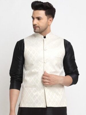 Kaifoo Woven Design Nehru Jacket