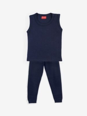 Kanvin Boys Navy Blue Ribbed Thermal Set