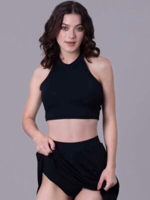 Keepfit Padded Halter Neck Top With Skirt Swim Set
