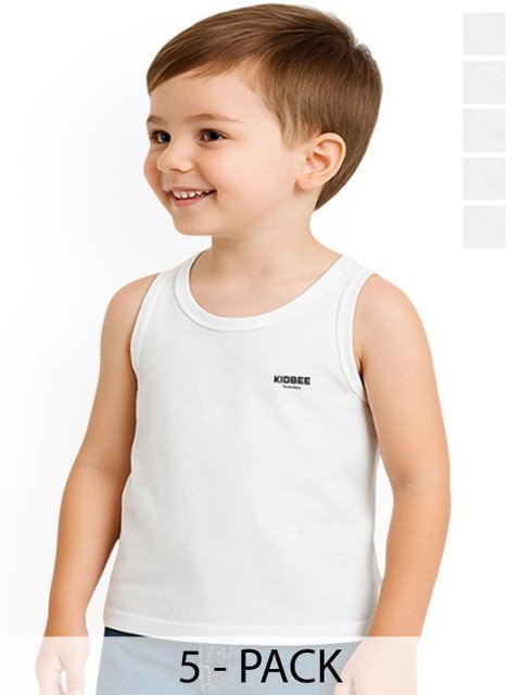 KidBee Infant Boys Pack Of 5 Printed Pure Cotton Basic Vests