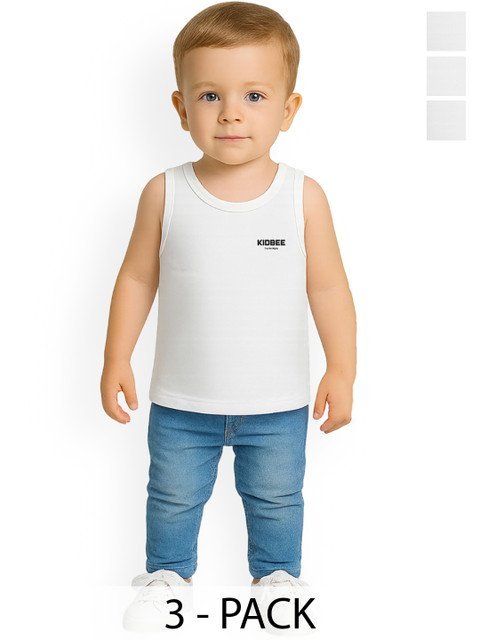 KidBee Kids Pack Of 3 Cotton Sleeveless Basic Vests