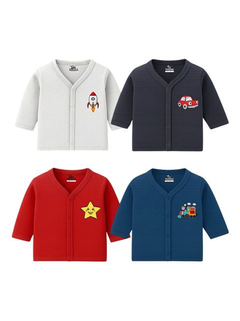 KidBee Kids Pack Of 4 Printed Cotton Jhablas