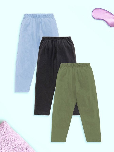 KiddoPanti Boys Pack Of 3 Pure Cotton Straight-Leg Lounge Pants
