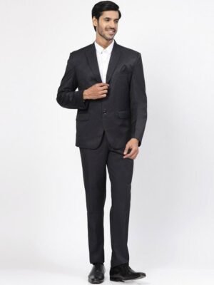 KLOTTHE Men Textured Single Breasted Blazer Two-Piece Party Suit