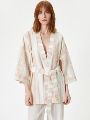 Koton Striped Kimono Mini Robe