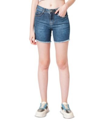 Kraus Jeans Women Washed Slim Fit High-Rise Denim Shorts