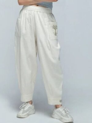 KSHM Unisex Abstract Embroidered Cotton Harem Pants