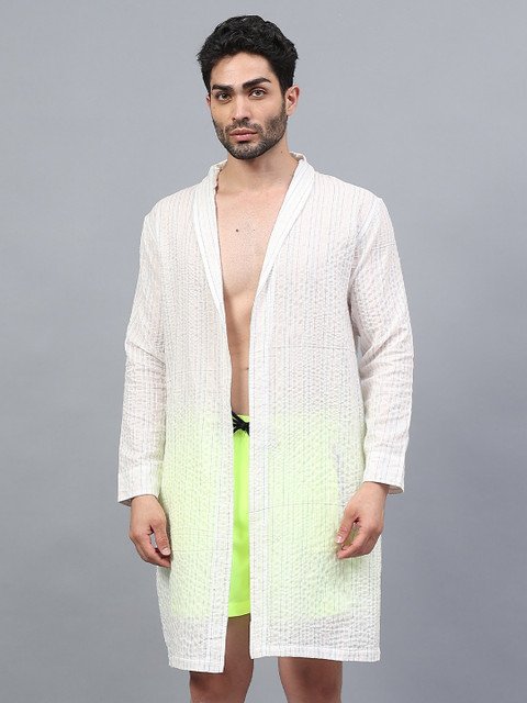 La Intimo Men Solid Cotton Swim Cover Up Top