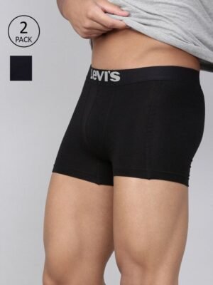 Levis Men Pack of 2 Solid Cotton Stretch Ultrasoft Waistband Shorter Length Trunk