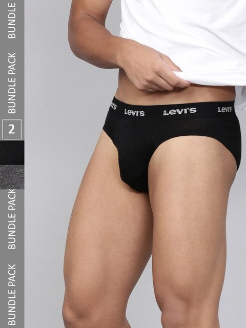 Levis Men Pack of 2 Solid Cotton Ultrasoft Waistband Brief with Smartskin Technology