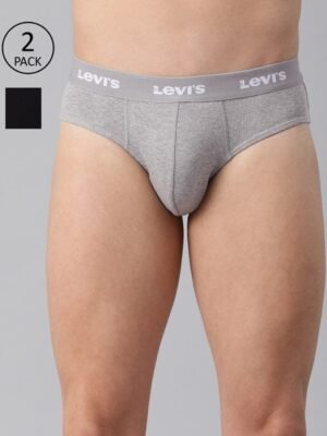Levis Men Pack of 2 Solid Pure Cotton Ultrasoft Waistband Brief with Smartskin Technology