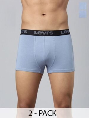 Levis Men Pack of 2 Solid Stretch Cotton Shorter Length Trunk with Smartskin Technology
