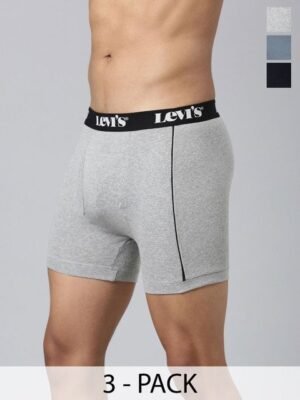 Levi's Men Pack of 3 Pure Cotton Long Length Ultrasoft Waistband Trunk
