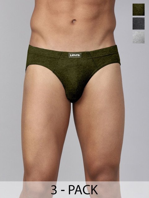 Levis Men Pack of 3 Solid Pure Cotton Brief with Smartskin Technology
