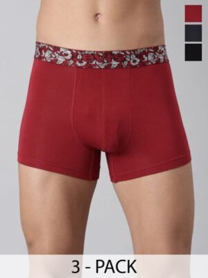 Levis Men Solid Pack of 3 Micro Modal Cotton with Jacquard Ultrasoft Waistband Trunk