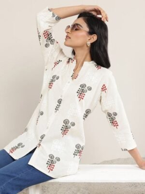 Libas Women Mandarin Collar Printed Tunic