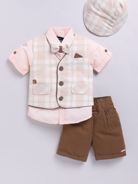 LITTLE COLLARS 4-Piece Checked Single-Breasted Suit