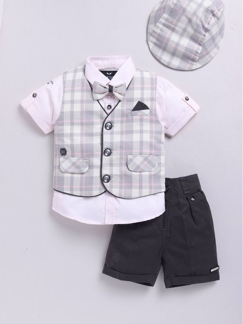 LITTLE COLLARS Boys 4-Piece Single-Breasted Suits