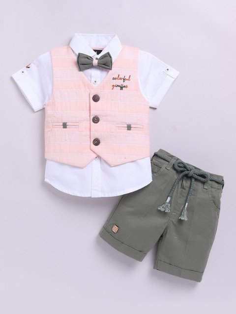 LITTLE COLLARS Boys Checked 3-Piece Party Suit