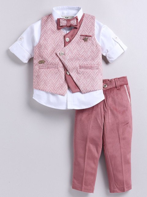 LITTLE COLLARS Boys Single Breasted Three- Piece Suit