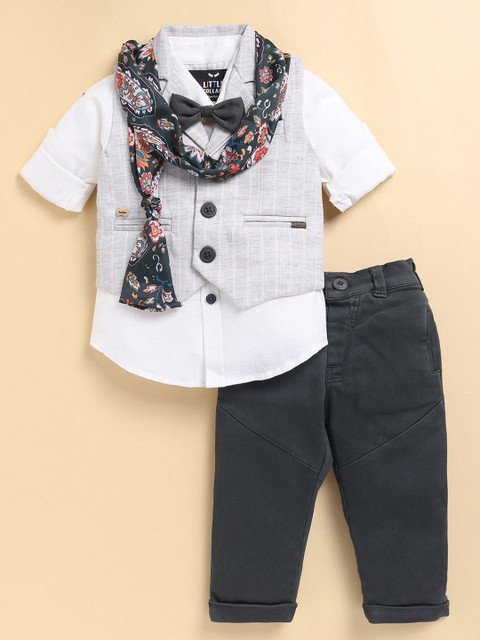 LITTLE COLLARS Boys Single-Breasted Two-Piece Suit