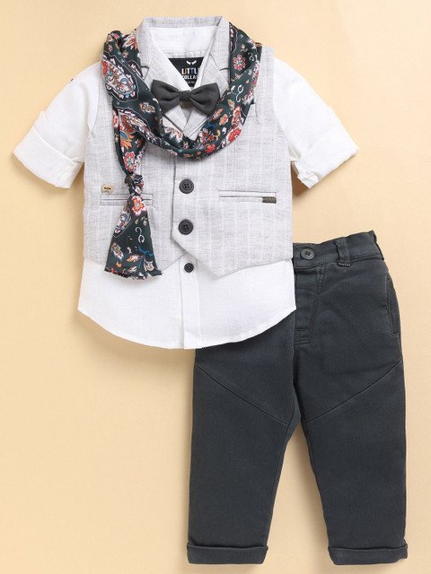 LITTLE COLLARS Boys Single-Breasted Two-Piece Suit