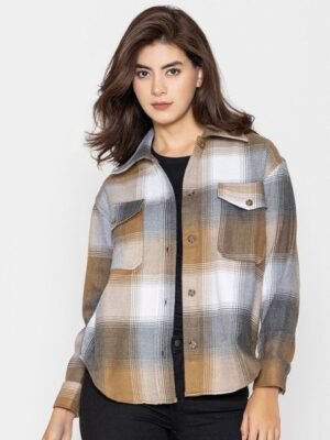 Lounge Dreams Woolen Checked Relaxed Casual Shacket