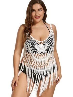 LULU & SKY Macrame-Knit Detail Mini Swimwear Cover up Top