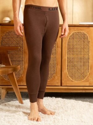 Lux Cottswool Men Brown Solid Cotton Thermal Bottoms