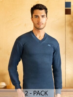 Lux Cottswool Men Pack Of 2 Solid Cotton Thermal Tops