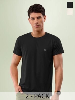 LUX NITRO Pack Of 2 Round Neck Anti Odour Lounge T-Shirt
