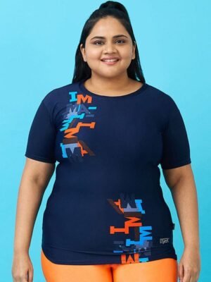 LYCOT Women Printed Round-Neck Swim Top