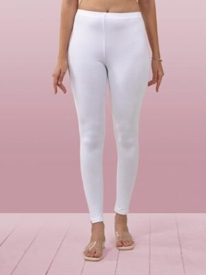 LYRA Women White Solid Ankle Length Leggings