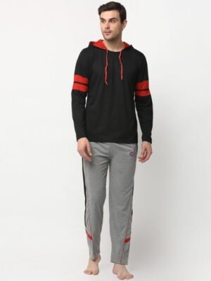 MACK JONNEY Men Black & Grey Colourblocked Night suit